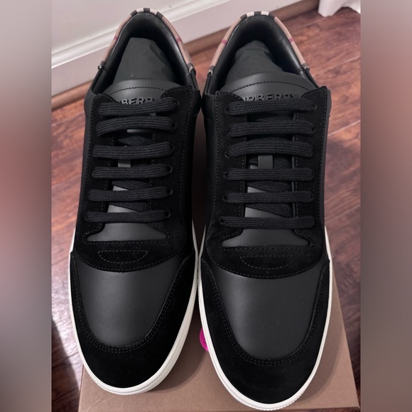 Burberry Leather Suede and Vintage Check Cotton Sneakers Size 48 - Picture 13 of 16